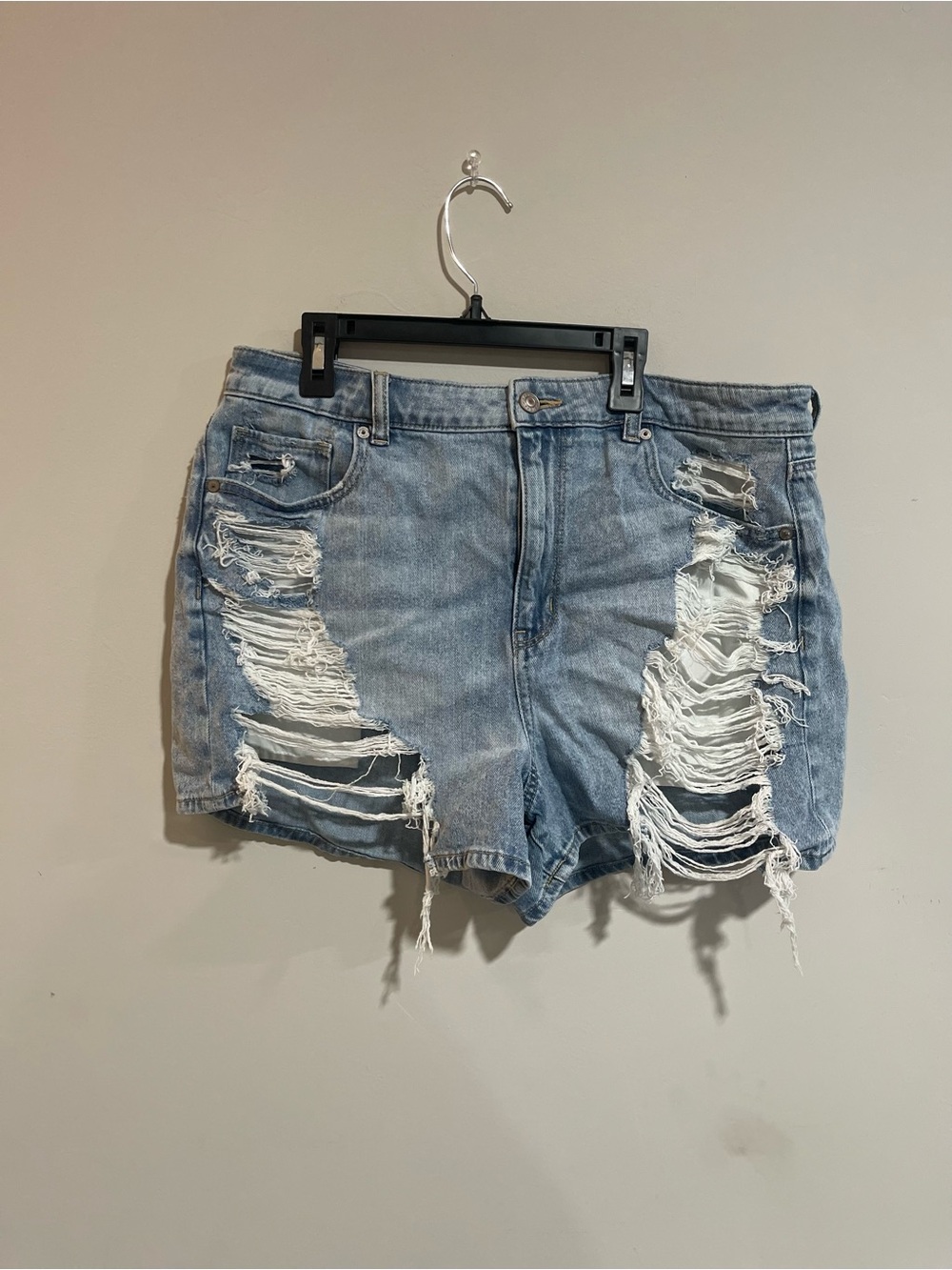 American Eagle Outfitters Light Blue Distressed Denim Cutoff Shorts